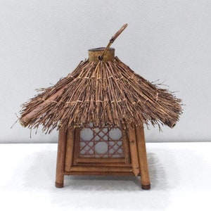 Chinese Lantern Thatched Roof Bamboo Walled Boxed Lantern