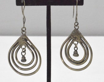 Silver Miao Triangle Dangle Earrings