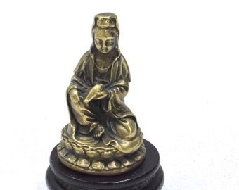 Chinese Buddha Sitting Brass Buddha Statue on Stand