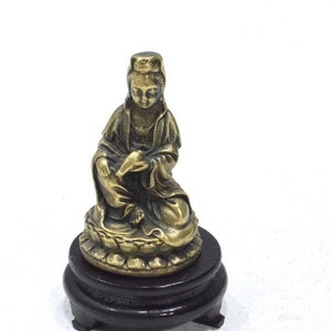 Chinese Buddha Sitting Brass Buddha Statue on Stand