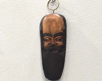 African Carved Wood Mask KeyChain or Pendant Swaziland