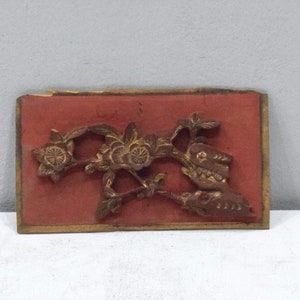 Chinese Carved Wood Gold Leaf Panel