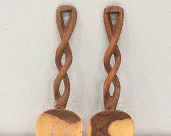 African Olive Wood Salad Set Kenya