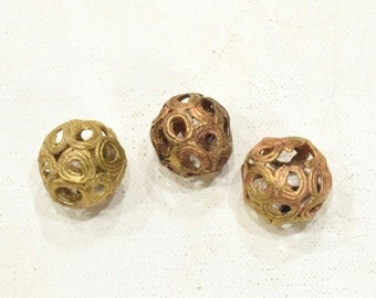 Beads African Brass Round Circle Cage Bead