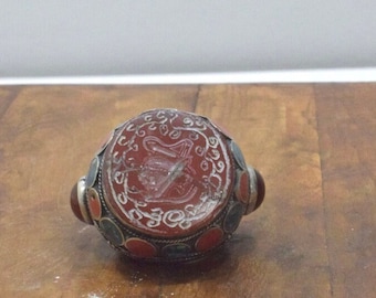 Middle Eastern Silver Carnelian Match-Makers Ring