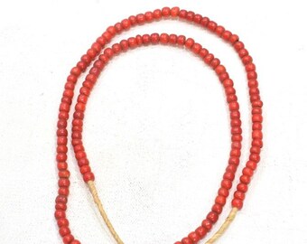 Beads African Round Red White Heart Glass Beads