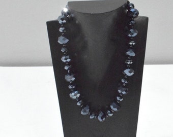 Necklace Czechoslovakian Black Jet Crystal Beads