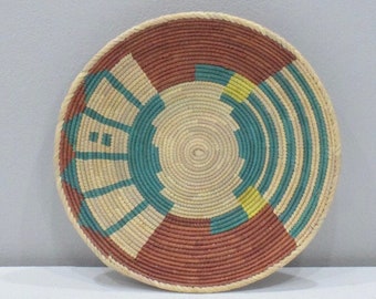 African Basket Botswana Natural Colors South Africa Woven Palm Food Basket