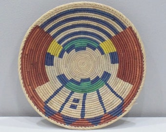 African Basket Botswana Natural Colors South Africa Woven Palm Food Basket