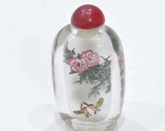 Chinese Reverse Painted Bird/Flower Bottle