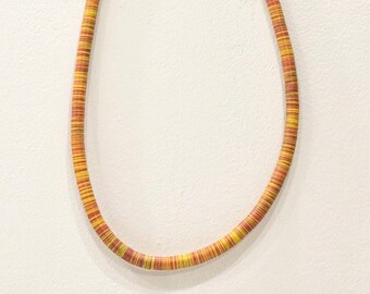 African Vinyl Record Bead Strand Necklace Mali