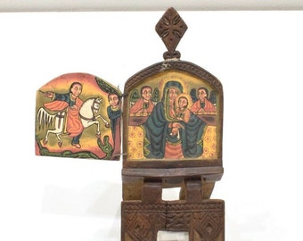 African Ethiopian Orthodox Wood Icon Bible Stand