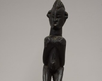 African Bowl Ceremonial Dogon Tribe Wood Figure Box Mali