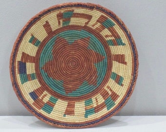 African Basket Botswana Natural Colors South Africa Woven Palm Food Basket