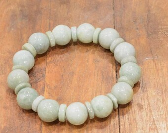 Bracelet Light Green Jade Beaded Stretch Bracelet