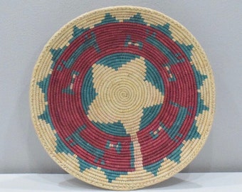 African Basket Botswana Natural Colors South Africa Woven Palm Food Basket