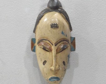 African Mask Wood Crest Baule Mask