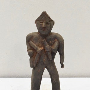 Statue Nepal Carved Wood Guardian Figure