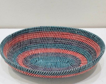 African Lesotho Blue Natural Woven Basket South Africa