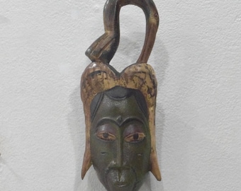 African Mask Wood Crest Baule Mask