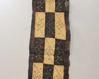 African Kuba Cloth Natural Woven Raffia Table Runner Congo