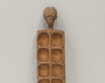 African  Baule Mancala Carved Wood Game Board