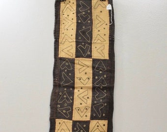 African Kuba Cloth Natural Woven Raffia Table Runner Congo