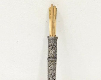 Chinese Silver Knife and Chopstick Holder