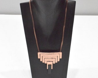 Deco Hammered Copper Choker Necklace