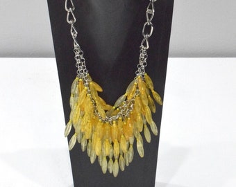 Yellow Plastic Waterfall Necklace