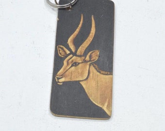 African Carved Wood Key Chain