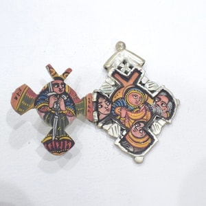 Ethiopaine bemalter koptischer Kreuz Anhänger