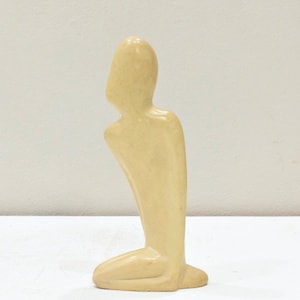 African Soapstone Large Kneeling Man Sculpture Kenya