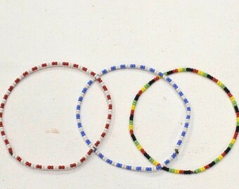 African Zulu Beaded Bangle Bracelet Set RSA