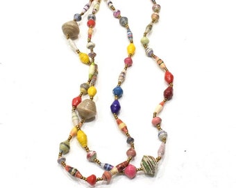 African Recycled Paper Bead Necklace  Rwanada