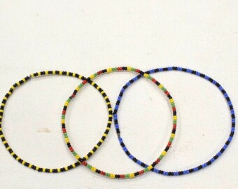 African Zulu Beaded Bangle Bracelet Set RSA