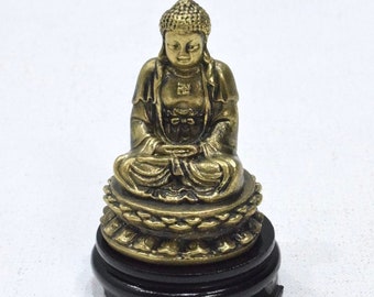 Chinese Buddha Sitting Brass Buddha Statue on Stand