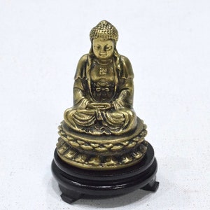 Chinese Buddha Sitting Brass Buddha Statue on Stand
