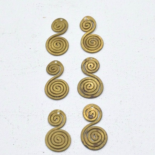 Beads African Old Turkana Brass Coil Pendants