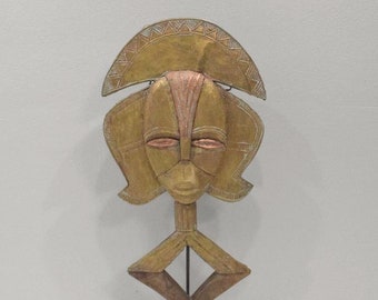 African Bakota Reliquary Copper/Brass Mask Gabon
