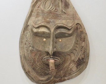 Papua New Guinea Large Carved Wood Gable Mask