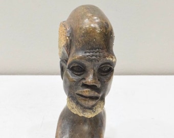 African Soapstone Male Bust Carved Sculpture Swaziland