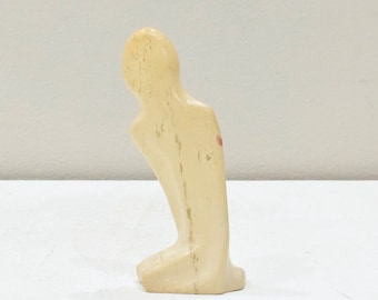 African Soapstone Medium Kneeling Man Sculpture Kenya