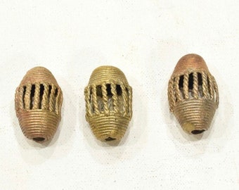 African Brass Oval Line Cage Bead