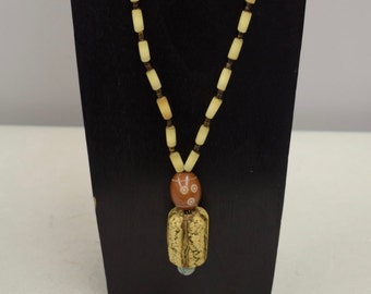 Necklace Vintage Philippines Mahogany Seed White Buri Nut Chinese Turquoise Handmade White Tubes Nuts Seed Jewelry Unique Necklace D