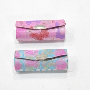 Ladies Floral Print Mirrored Lipstick Case