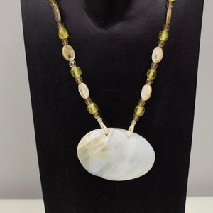 Halskette Vintage Perlmutt Muschel Abalone Muschel Kristallperlen Handgemachte Kristall Muschel Perlen Halskette Anhänger Schmuck Unikat B