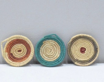 African Basket Botswana Natural Food Basket Set of 3