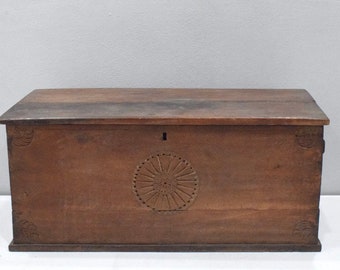 Indonesian Vintage Carved Wood Chest Java