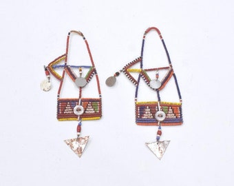 African Old Masai Beaded Earrings Kenya